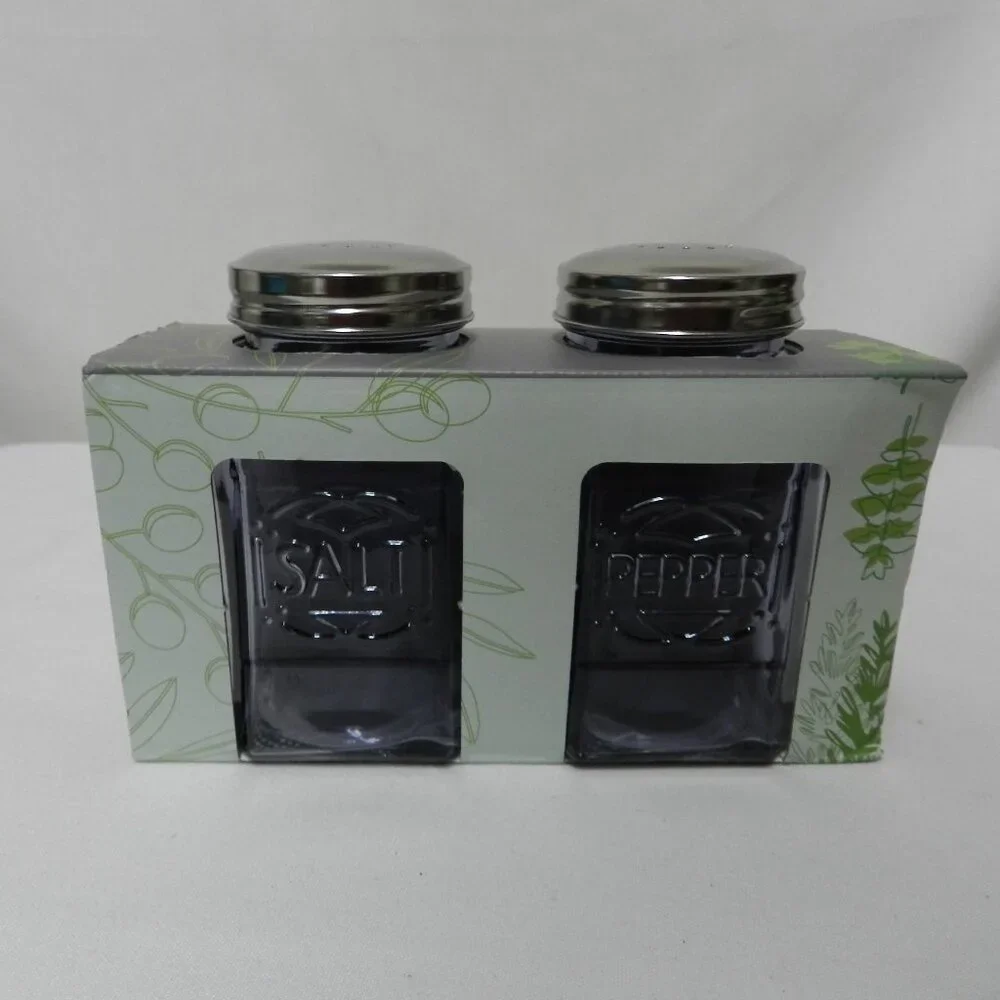 Grant Howard Glass Retro purple Salt & Pepper Set Pair large 4.5 x 2.5  NEW NWT